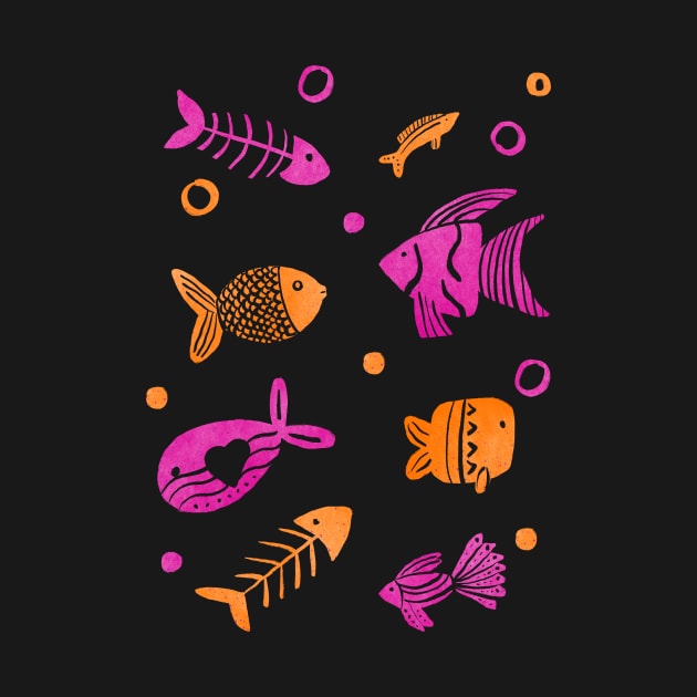 Orange and magenta tropical fishes by Home Cyn Home 