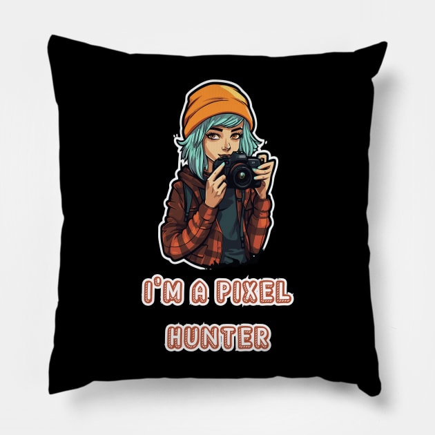 Lens Queen: Pixel Hunter Pillow by CreativeFashionAlley