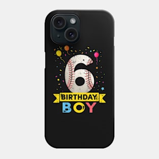 Kids 6 Year Old Baseball 6Th Birthday Boy Phone Case