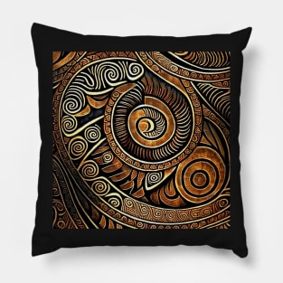 Maori pattern in black, brown and cream Pillow