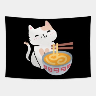 Cute Cat Eating Ramen Tapestry