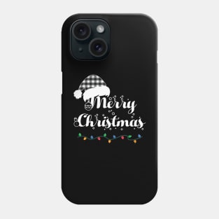 Merry Christmas Lights Santa Hat With White Plaid Xmas Holiday Phone Case