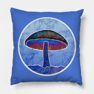 Batik Shroom Hippie Deadhead blue purple Pillow