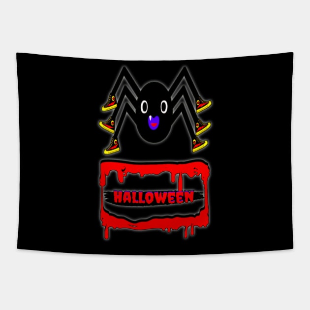 Cute Spider Halloween Fun Tapestry by Giggle Galaxy Creations