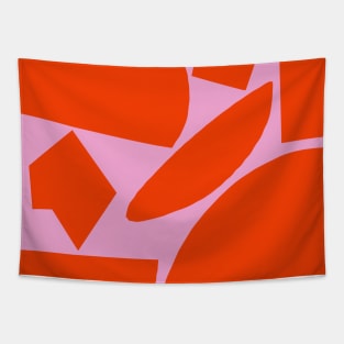Orange Pink Abstract Shapes Tapestry