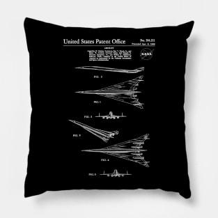 NASA Supersonic Airplane Patent White Pillow