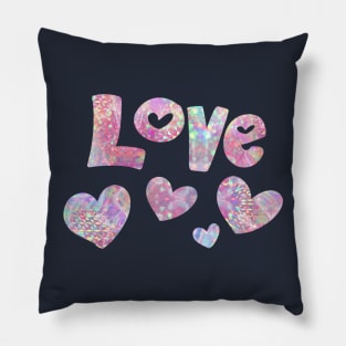 Love Pink Holographic Pillow