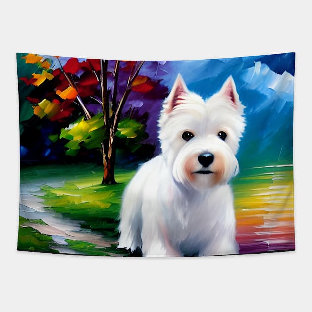 West Highland White Terrier Tapestry by ArtistsQuest