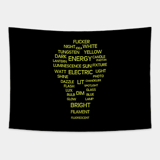 Light bulb of words Tapestry