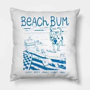 Our beach bum list: snack, drink, chess, cards, and a dog Pillow