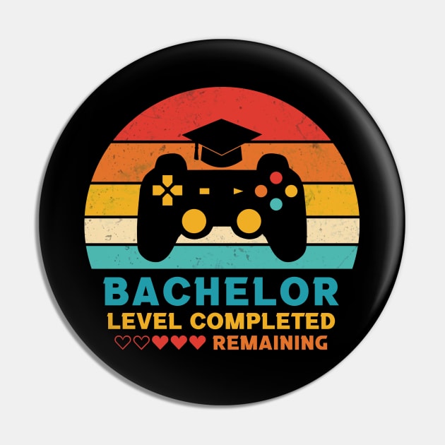 Retro Style Bachelor Level Completed Graduation Pin by InfiniTee Design