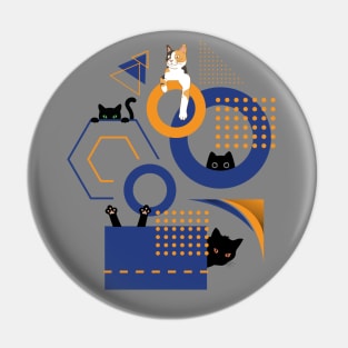 Peekaboo Geometry Cat Pin