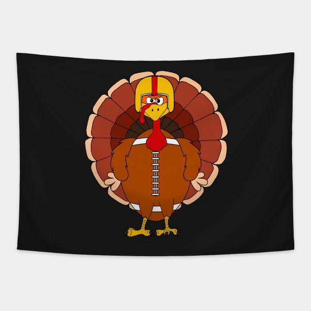 Thanksgiving Football Turkey Character Tapestry by HotHibiscus