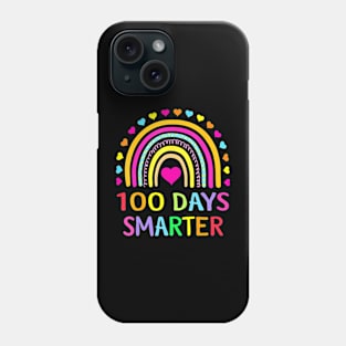 100Th Day Of School Teacher 100 Days Smarter Rainbow Phone Case