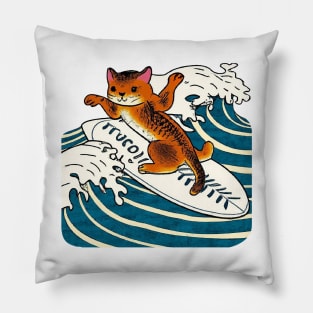 Max the Happy Surfing Cat Pillow