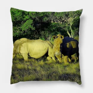 African Wildlife Photography Rhinoceros Couple Pillow