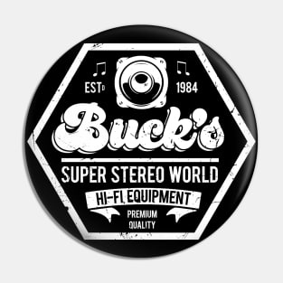 Buck's Super Stereo World Pin