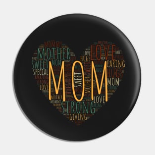 Colorful Heart Mom Mother Love Words Pin