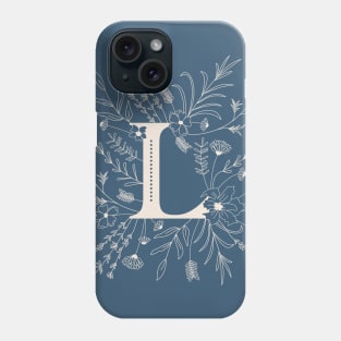 Botanical Letter L (Lake Blue) Phone Case