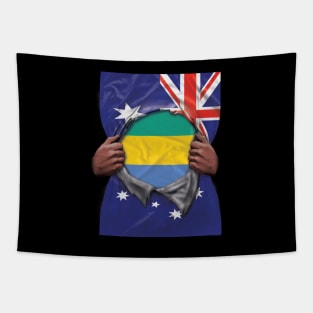 Gabon Flag Australian Flag Ripped Open - Gift for Gabonese From Gabon Tapestry