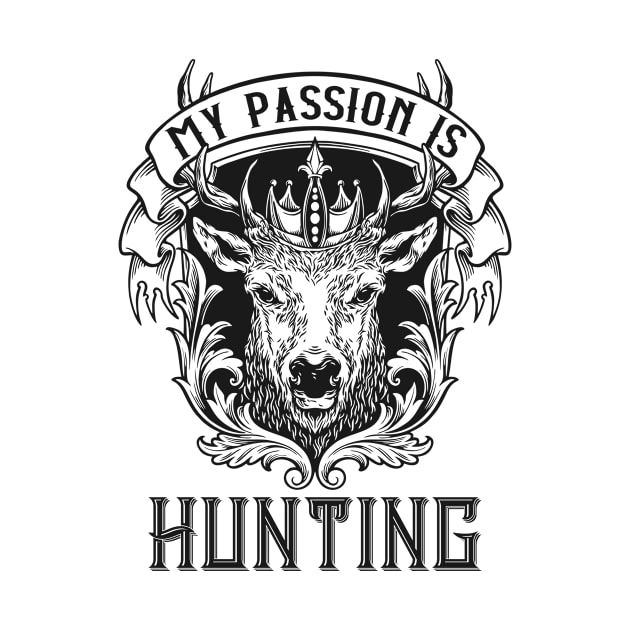 Hunter Deer Illustration Hunting Gifts by Foxxy Merch