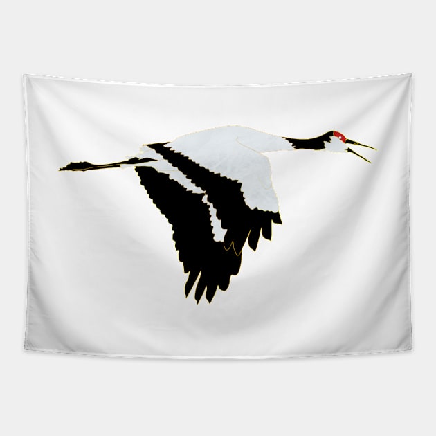 Flying Crane Tapestry by cesartorresart