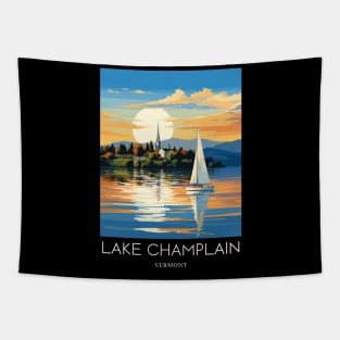 A Pop Art Travel Print of Lake Champlain - Vermont - US Tapestry