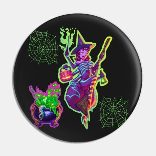 Halloween Spider Witch Pattern Pin