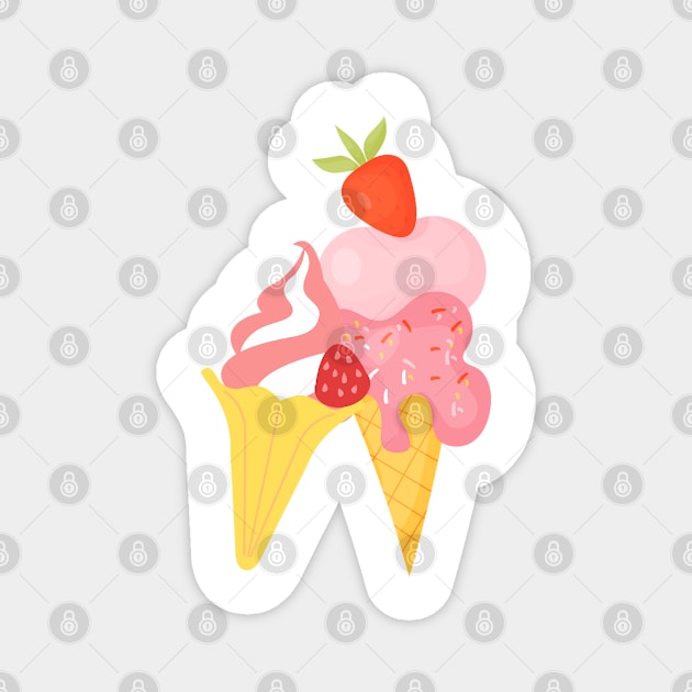 strawberry ice cream Magnet by designfurry 
