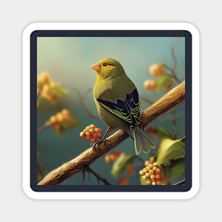 Greenfinch Bird on a Branch Magnet