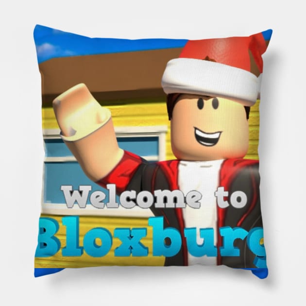 Bloxburg Christmas Waving Tom Merch Pillow by BasicallyBloxburg