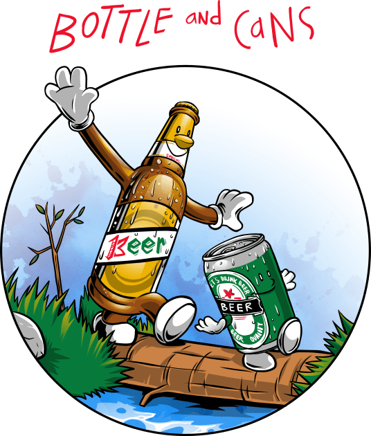 bottle and cans Kids T-Shirt by joerock