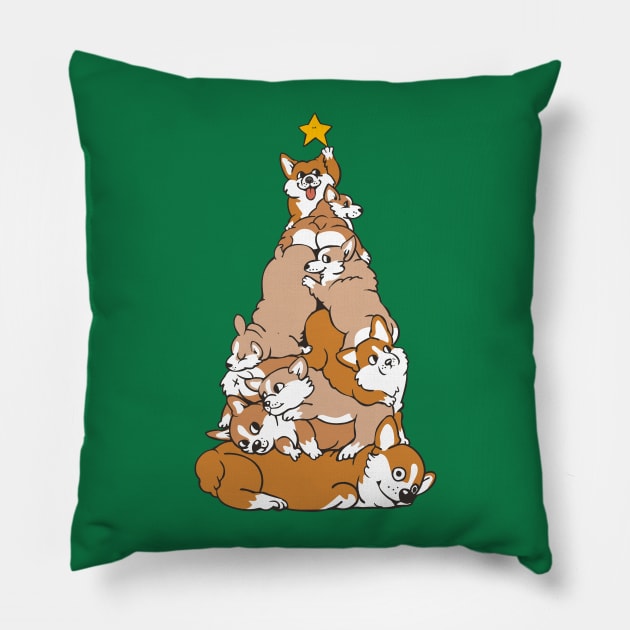 Christmas Tree Corgi_ Pillow by huebucket