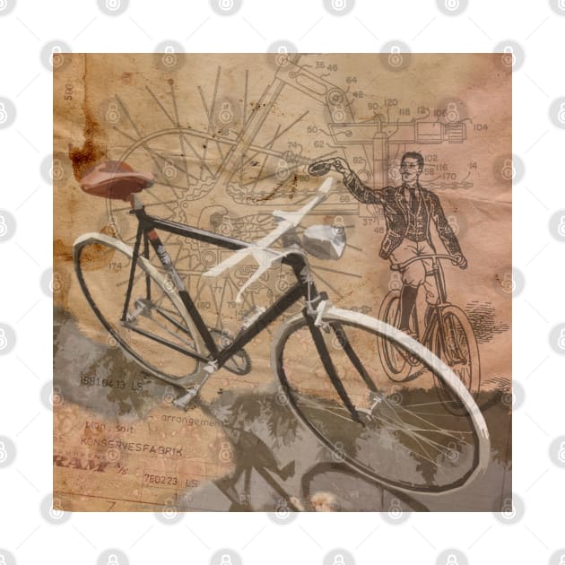 VINTAGE RETRO CYCLIST digital print by SFDesignstudio