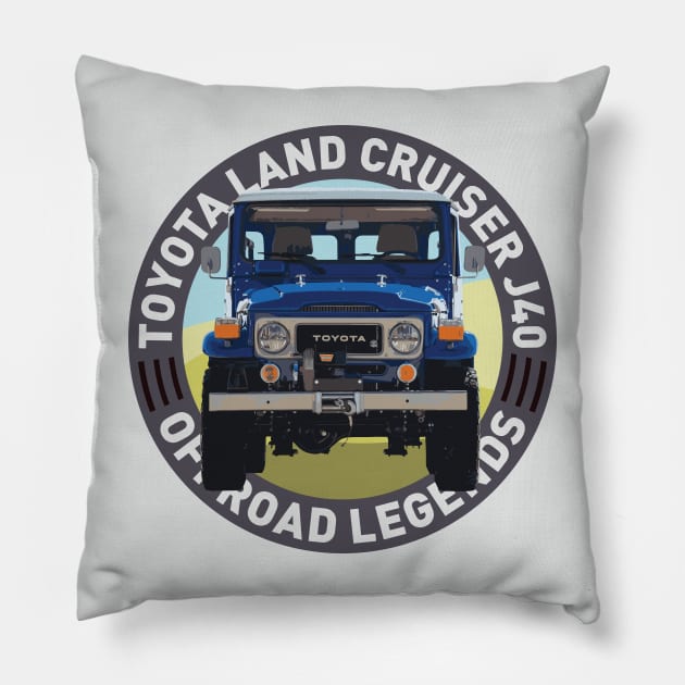 4x4 Offroad Legends: Toyota Land Cruiser J40 Pillow by OFFROAD-DESIGNS