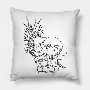 Ikaros and Tomoki Black Pillow