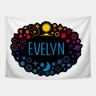 Evelyn name surrounded by space Tapestry