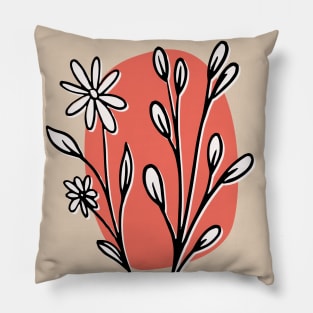 Abstract Mid Century Summer Flowers Pillow