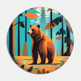 abstract autumn bear in the forest Pin