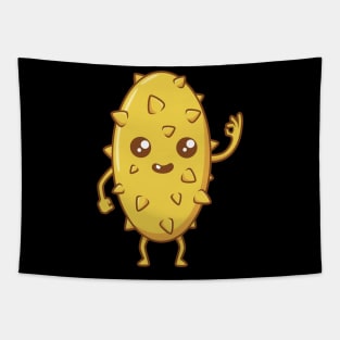 Kawaii Cartoon Kiwano Tapestry