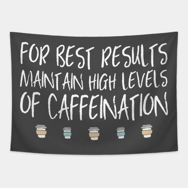 Coffee: For best results, maintain high levels of caffeination (white text + coffee cups) Tapestry by Ofeefee