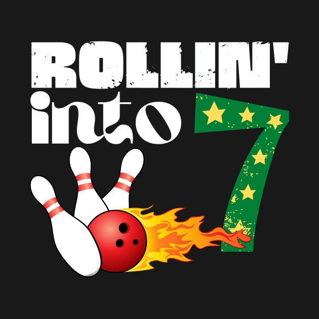 Rolling into 7 Bowling Birthday Gift by Teewyld