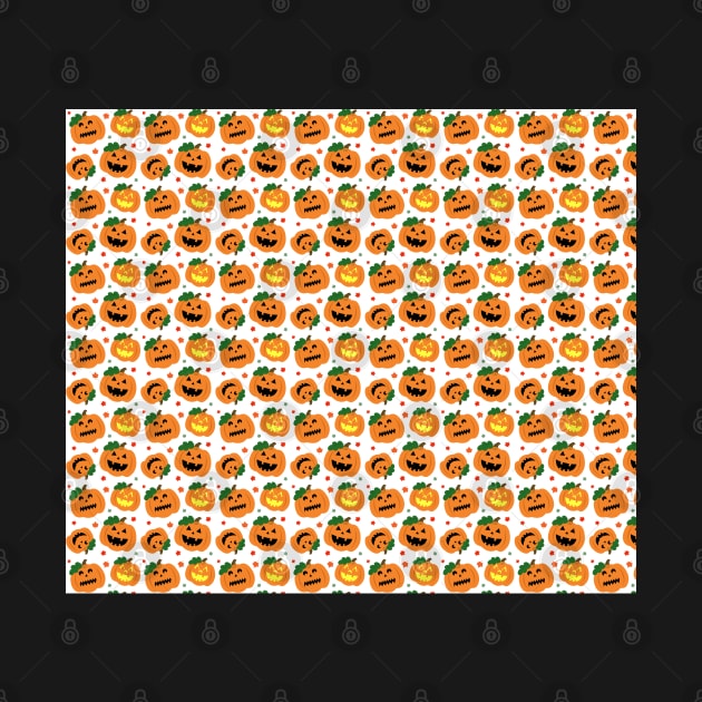 Jack O' Lantern Pumpkins and Leaves Halloween Pattern by JessDesigns