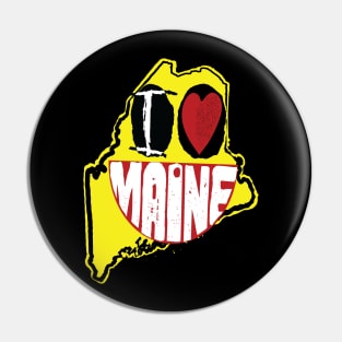 I Love Maine Smiling Happy Face Pin