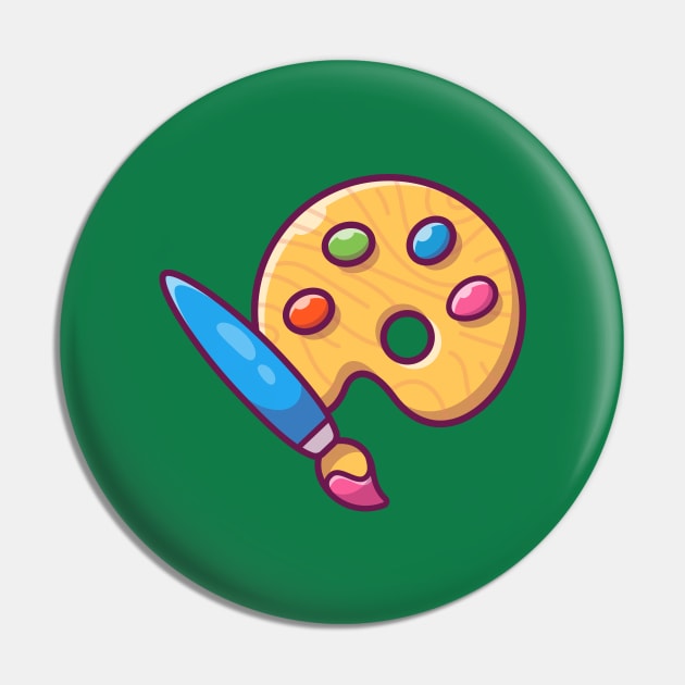 Paint pallet And Paint Brush Cartoon Pin by Catalyst Labs