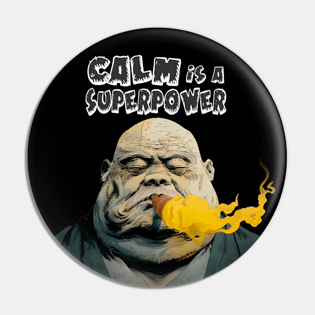 Puff Sumo: Calm is a  Superpower  on a dark (Knocked Out) background Pin by Puff Sumo