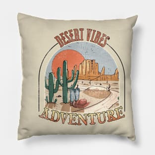 Deseert vibes adventure; country; western; vintage; retro; Arizona; cactus; cacti; cowboy; boots; hat; old west; travel; hiking; mountain; nature Pillow