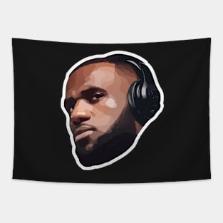 Lebron James Wearing Headset Tapestry