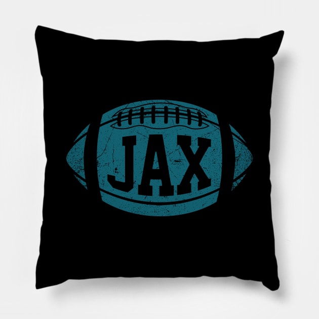 JAX Retro Football - Black Pillow by KFig21