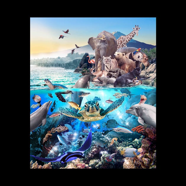 Ocean African Japanese Animal Animals Group Scene by Random Galaxy